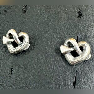 JAMES AVERY Sterling Silver Heart Knot Ribbon Stud Earrings; RETIRED